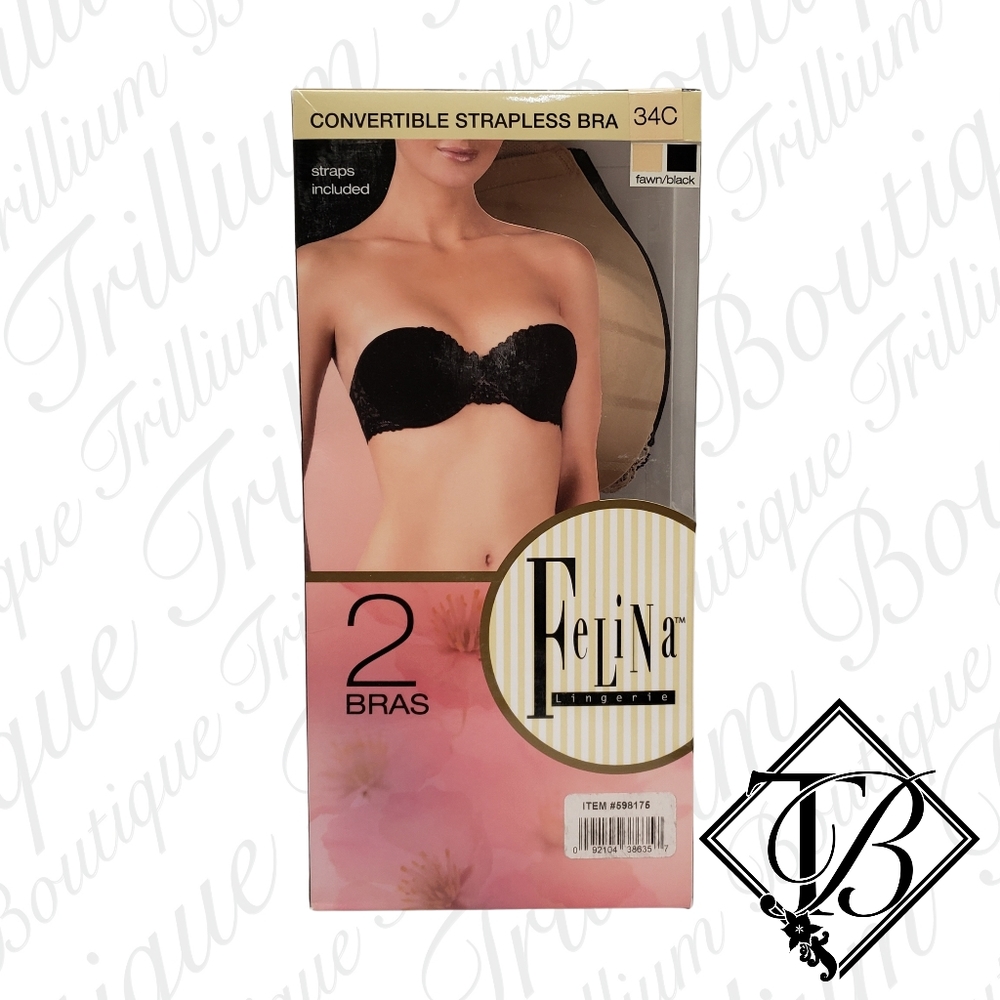 Felina Lingerie 2 Convertible Strapless Bras 34C